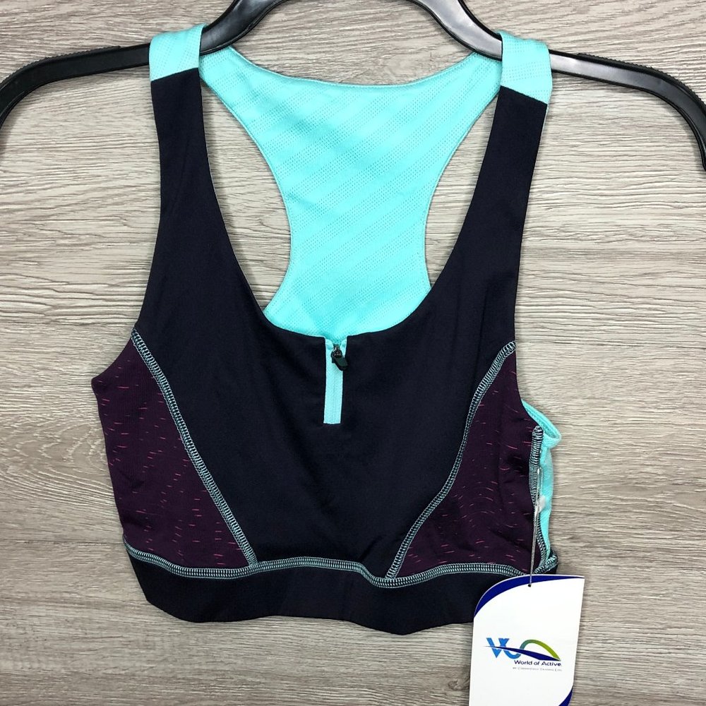 World Of Active M Zip Crop Top Tank Purple Blue